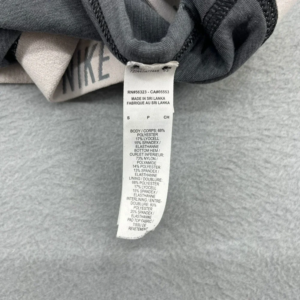 Nike Womens Racerback Sports‎ Bra Heather Charcoal Grey Logo Band Small